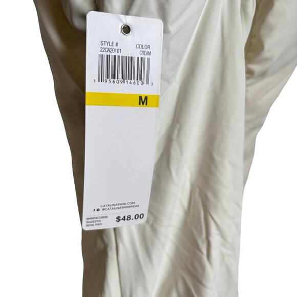 Catalina Off-White Ruched Side Swim Cover-Up Tank Top Size M NWT - Picture 5 of 6